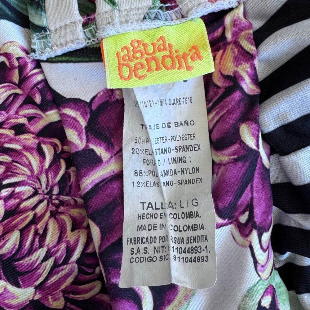 Agua Bendita Floral Embroidered Bikini Set Size L Triangle Tie Side Swimsuit - Picture 12 of 14